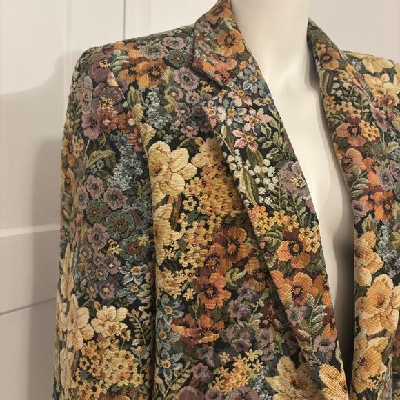 Vintage Talls by Robert California size 42 Medium Long Floral Tapestry Blazer - Picture 5 of 9
